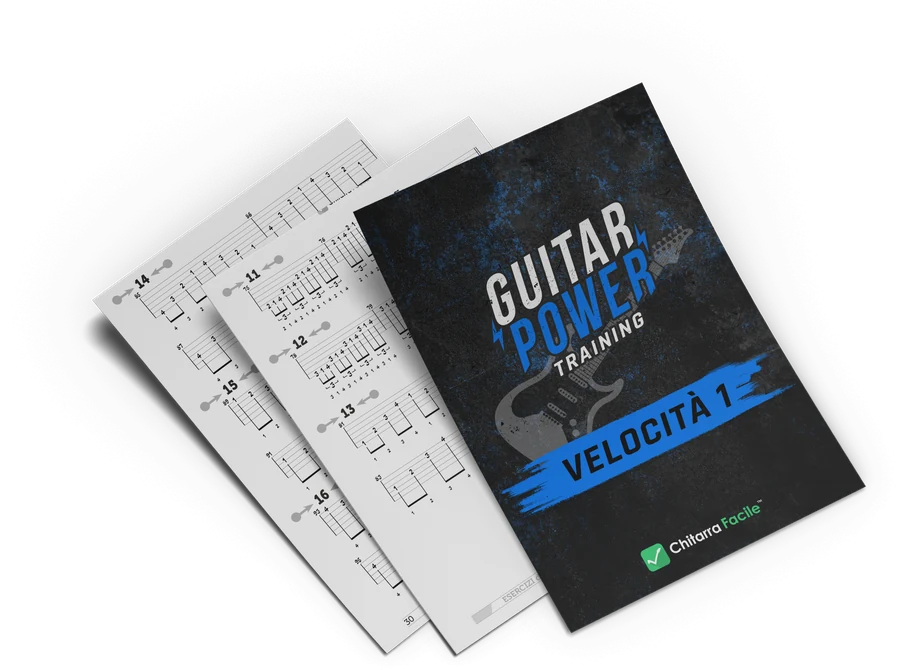 Gli spartiti in PDF con TAB e diteggiatura di Guitar Power Training · Velocità 1