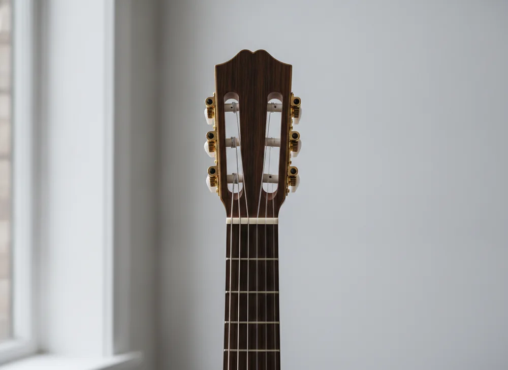 Paletta di una chitarra classica con corde in nylon