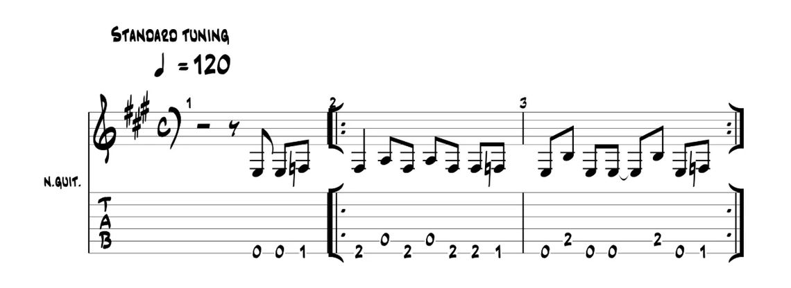 TAB del riff di Come As You Are dei Nirvana - tutorial chitarra per principianti