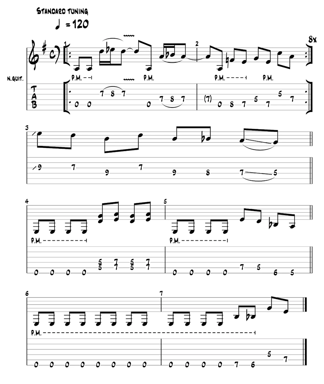 TAB del riff d introduzione di Seek and Destroy dei Metallica