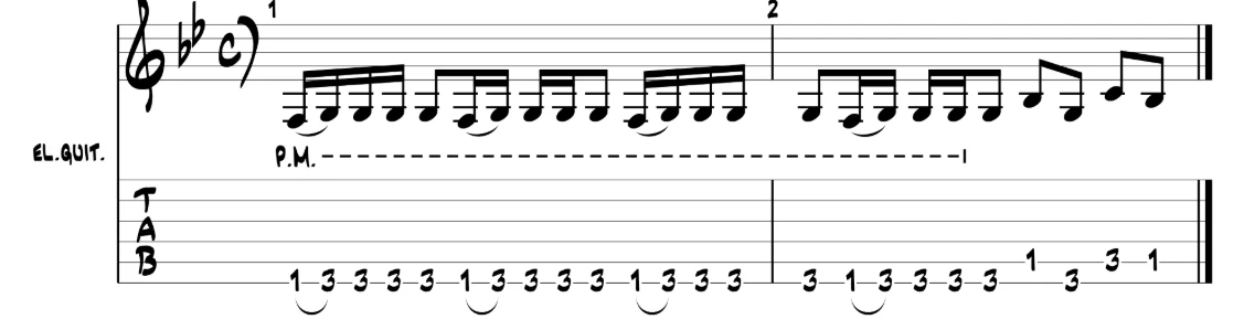 TAB del riff iniziale di Moto Psycho dei Megadeth