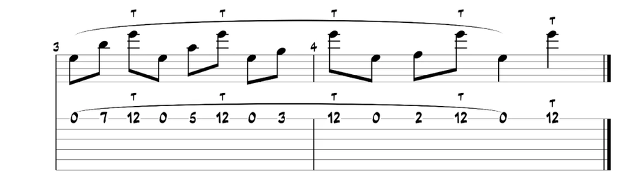 TAB della seconda sequenza dell’intro in tapping di Paschendale degli Iron Maiden