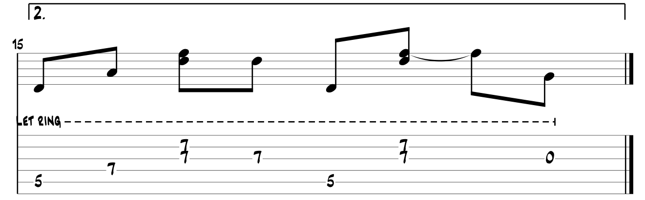 TAB finale ritornello Wake Me Up When September Ends Re al quinto tasto